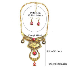 Vintage Water Drop Necklace Geometric Shape Jewelry Set