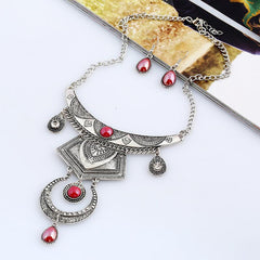 Vintage Water Drop Necklace Geometric Shape Jewelry Set