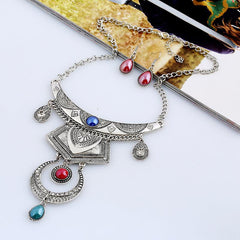 Vintage Water Drop Necklace Geometric Shape Jewelry Set