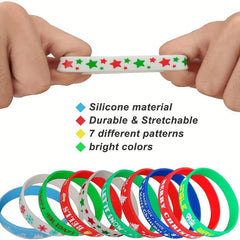 10pcs Christmas Bracelet Set Silicone Holiday Party Decoration Supplies