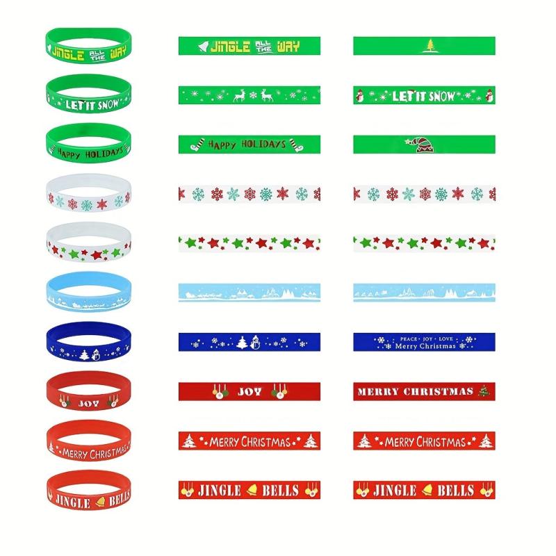 10pcs Christmas Bracelet Set Silicone Holiday Party Decoration Supplies