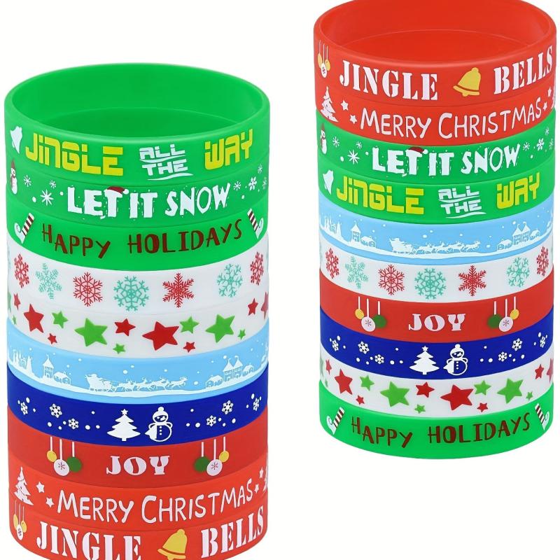 10pcs Christmas Bracelet Set Silicone Holiday Party Decoration Supplies