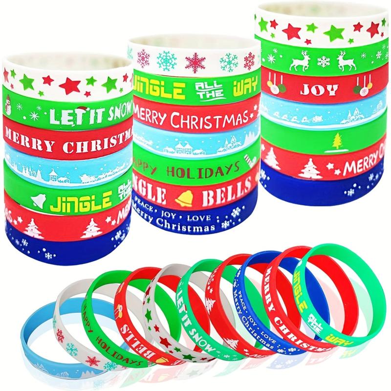 10pcs Christmas Bracelet Set Silicone Holiday Party Decoration Supplies