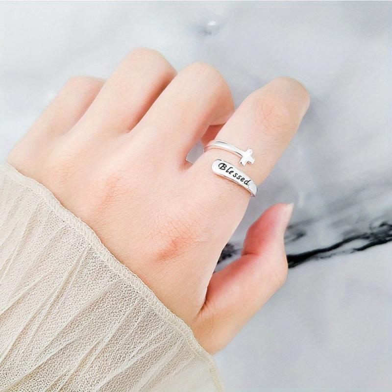 Unisex Cross Adjustable Ring Blessed Peace Hope Love True Love Waits