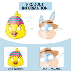 9pcs Animal Paper Mask for Kids Bunny Mask Easter Masks Party Props