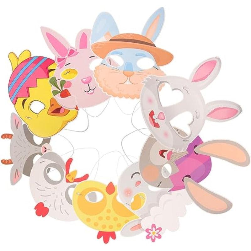 9pcs Animal Paper Mask for Kids Bunny Mask Easter Masks Party Props