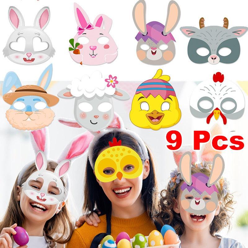 9pcs Animal Paper Mask for Kids Bunny Mask Easter Masks Party Props