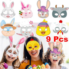 9pcs Animal Paper Mask for Kids Bunny Mask Easter Masks Party Props