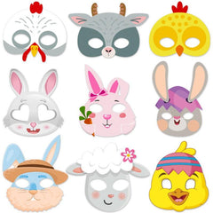 9pcs Animal Paper Mask for Kids Bunny Mask Easter Masks Party Props