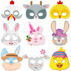 9pcs Animal Paper Mask for Kids Bunny Mask Easter Masks Party Props