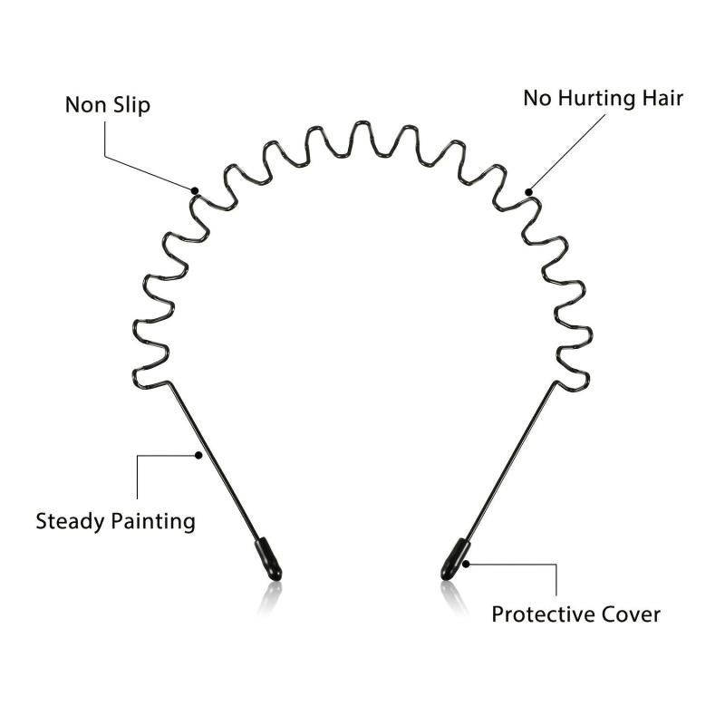 3pcs Unisex Hair Band Metal Hair Hoop Spring Non Slip Men Women Sports Headwear