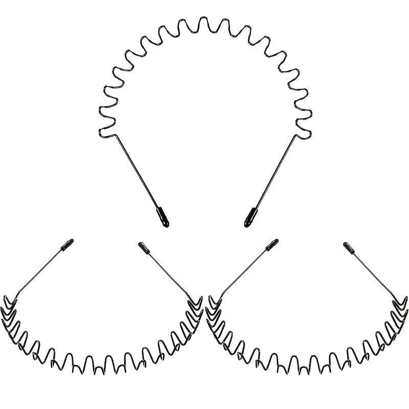 3pcs Unisex Hair Band Metal Hair Hoop Spring Non Slip Men Women Sports Headwear