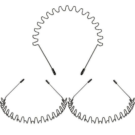 3pcs Unisex Hair Band Metal Hair Hoop Spring Non Slip Men Women Sports Headwear