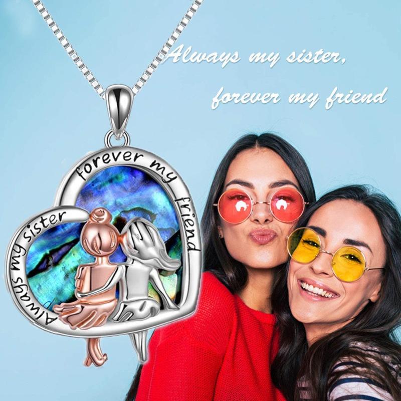 Infinity Love Heart Sisters Pendant Necklace Gift for Sister