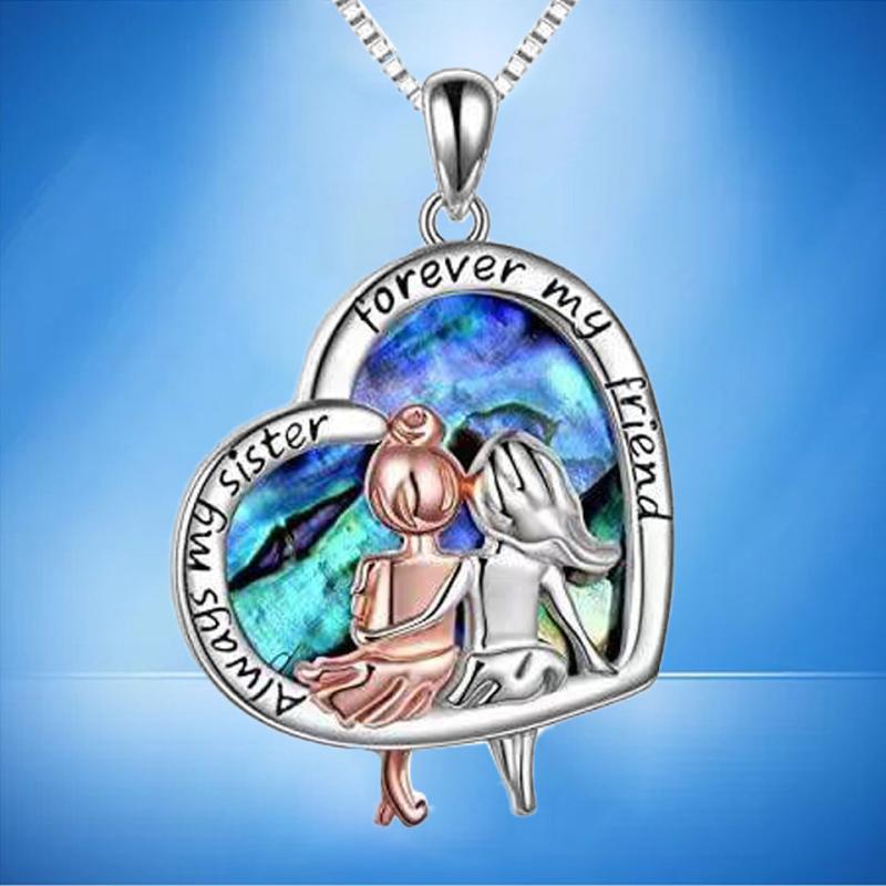 Infinity Love Heart Sisters Pendant Necklace Gift for Sister