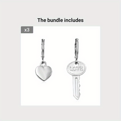Asymmetric Love Key Ear Clip Earrings Retro Alloy Earring Ornament