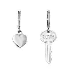 Asymmetric Love Key Ear Clip Earrings Retro Alloy Earring Ornament