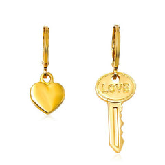Asymmetric Love Key Ear Clip Earrings Retro Alloy Earring Ornament