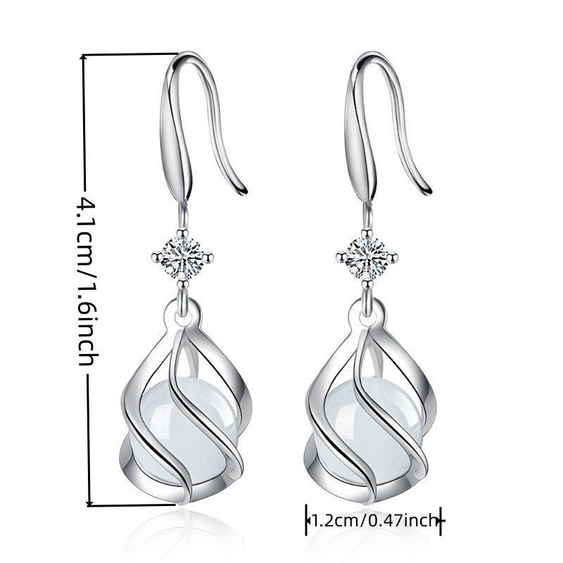 Retro Cat's Eye Stone Earrings Women's Pendant Earrings Party Gift Ear Hooks