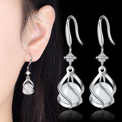 Retro Cat's Eye Stone Earrings Women's Pendant Earrings Party Gift Ear Hooks