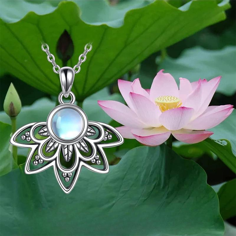 Vintage Lotus Necklace For Women Girls Birthday Christmas Gift