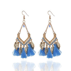 Bohemian Style Leaf Tassel Earrings for Women