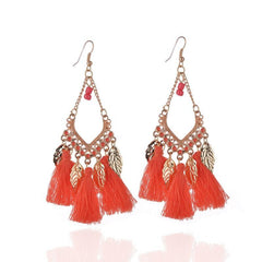 Bohemian Style Leaf Tassel Earrings for Women