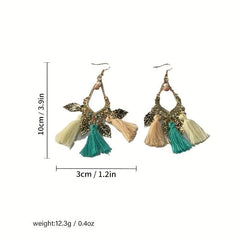 Bohemian Style Leaf Tassel Earrings for Women