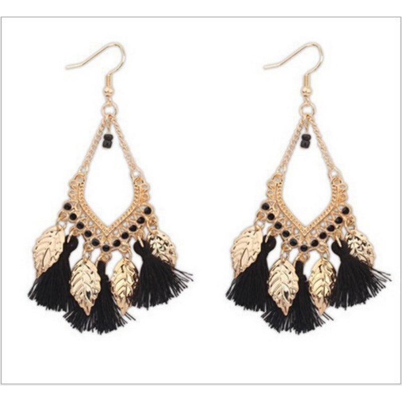 Bohemian Style Leaf Tassel Earrings for Women