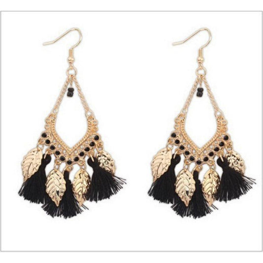Bohemian Style Leaf Tassel Earrings for Women