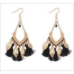 Bohemian Style Leaf Tassel Earrings for Women