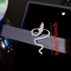 Gothic Rhinestone Snake Ring Adjustable Animal Punk Jewelry