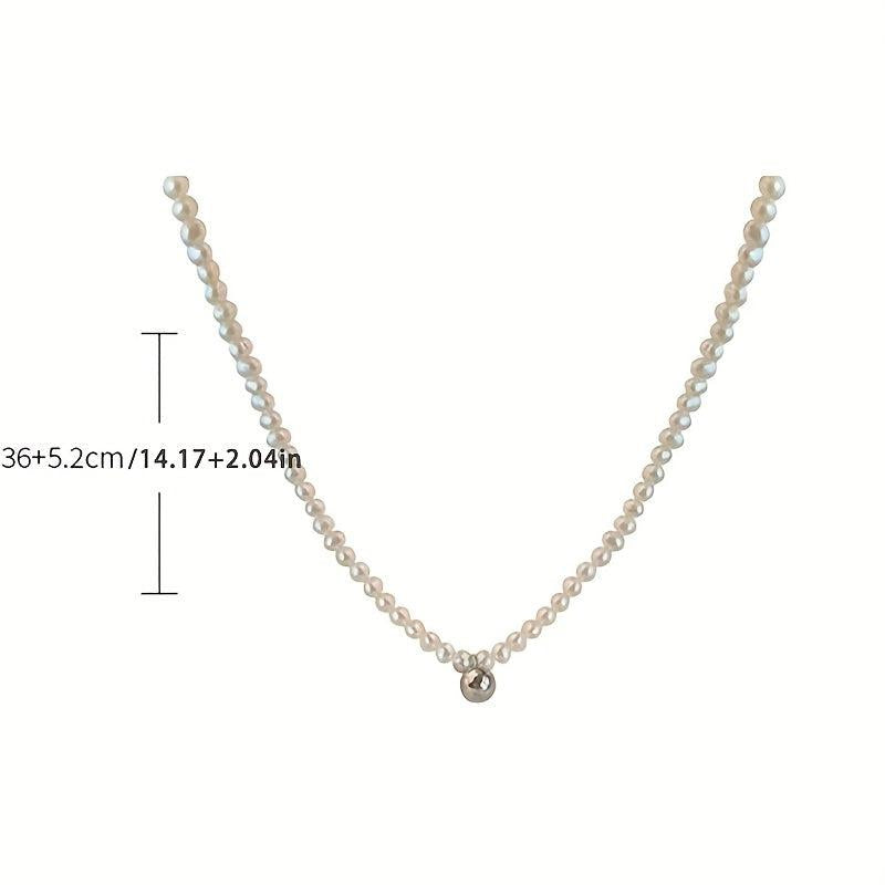 Silver Round Bead Necklace French Temperament Celebrity Clavicle Chain