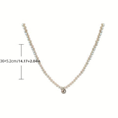 Silver Round Bead Necklace French Temperament Celebrity Clavicle Chain