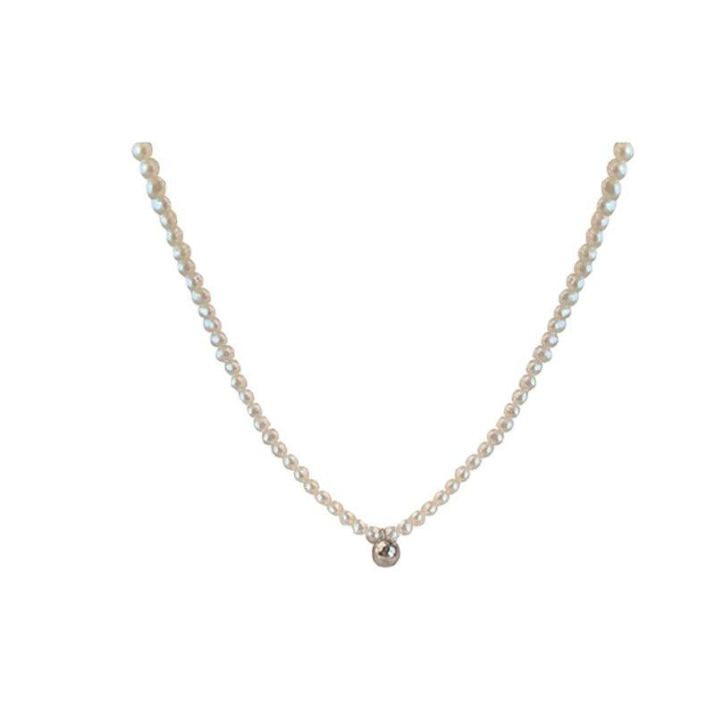 Silver Round Bead Necklace French Temperament Celebrity Clavicle Chain