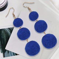 Boho Fur Ball Drop Earrings 1 Pair