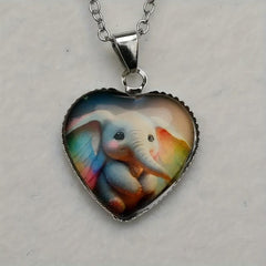 Heart shaped Elephant Necklace Toy For Men Kids Daughters Adults Gift