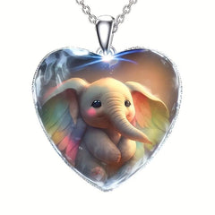Heart shaped Elephant Necklace Toy For Men Kids Daughters Adults Gift