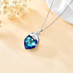 Heart Crystal Dolphin Pendant Necklace Women's Party Accessories Gift