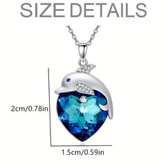 Heart Crystal Dolphin Pendant Necklace Women's Party Accessories Gift