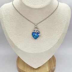 Heart Crystal Dolphin Pendant Necklace Women's Party Accessories Gift