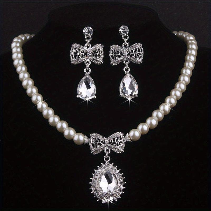 Bridal Rhinestone & Beads Necklace for Weddings
