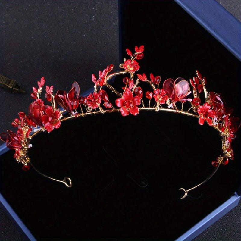 Gorgeous Bride Wedding Dress Cheongsam Set Princess Crown Red Accessories