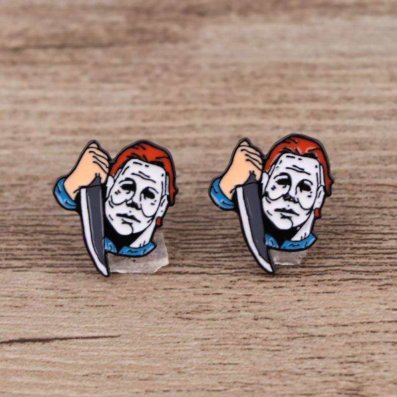 2pcs Halloween Horror Movie Piercing Earrings Stainless Steel Stud Earrings