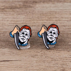 2pcs Halloween Horror Movie Piercing Earrings Stainless Steel Stud Earrings