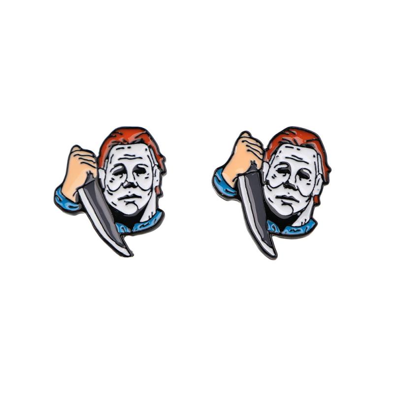 2pcs Halloween Horror Movie Piercing Earrings Stainless Steel Stud Earrings