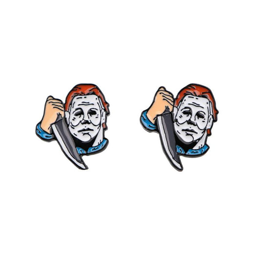 2pcs Halloween Horror Movie Piercing Earrings Stainless Steel Stud Earrings