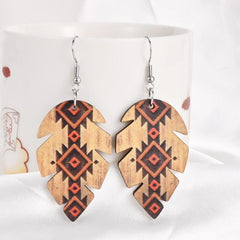 Boho Leaf Wooden Earrings Gift for Girls Dress Up