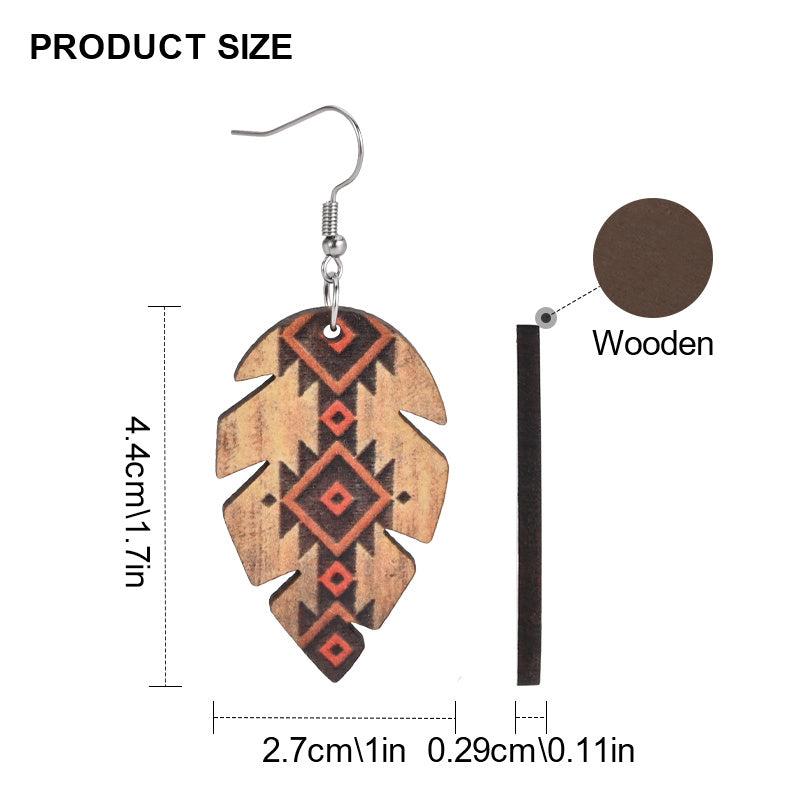 Boho Leaf Wooden Earrings Gift for Girls Dress Up