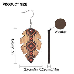 Boho Leaf Wooden Earrings Gift for Girls Dress Up